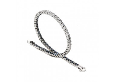 BRACCIALE TENNIS DA UOMO DOUBLE IN ORO BIANCO ZIRCONI BIANCHI E NERI