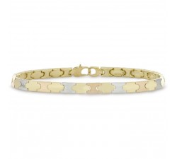 BRACCIALE DA UOMO IN ORO BIANCO GIALLO E ROSA 18 KT