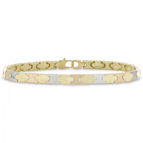 BRACCIALE DA UOMO IN ORO BIANCO GIALLO E ROSA 18 KT