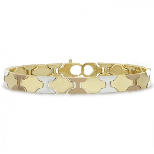 BRACCIALE DA UOMO IN ORO BIANCO GIALLO E ROSA 18 KT