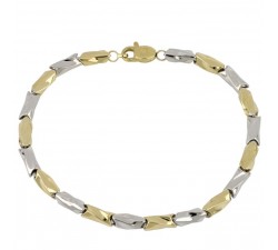 BRACCIALE TUBOLARE DA UOMO IN ORO BIANCO E GIALLO 18 KT