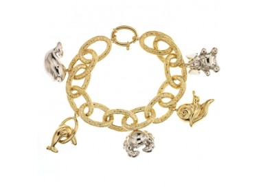 BRACCIALE DONNA CATENA CON CHARM IN ORO GIALLO E BIANCO 18 KT