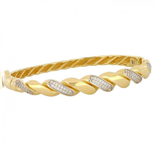 BRACCIALE DONNA RIGIDO IN ORO GIALLO 18 KT CON ZIRCONI