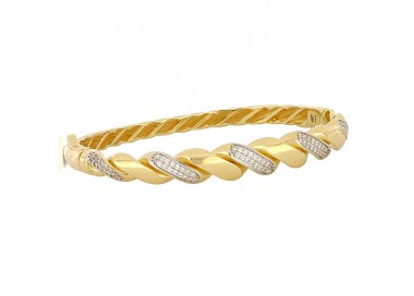 BRACCIALE DONNA RIGIDO IN ORO GIALLO 18 KT CON ZIRCONI