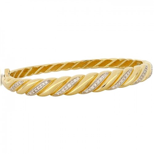 BRACCIALE DONNA RIGIDO IN ORO GIALLO 18 KT CON ZIRCONI