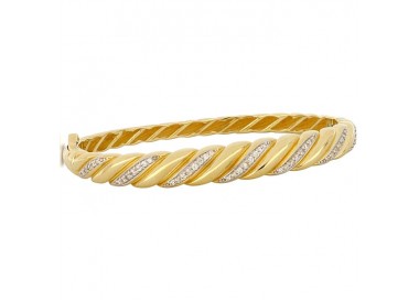 BRACCIALE DONNA RIGIDO IN ORO GIALLO 18 KT CON ZIRCONI