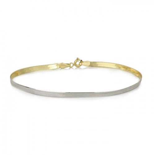 BRACCIALE PIATTO IN ORO GIALLO E BIANCO 18 KT