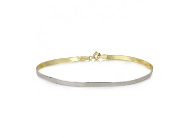 BRACCIALE PIATTO IN ORO GIALLO E BIANCO 18 KT