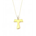 COLLANA CON TAU IN ORO GIALLO E BIANCO 18 KT