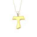 COLLANA CON TAU IN ORO GIALLO E BIANCO 18 KT