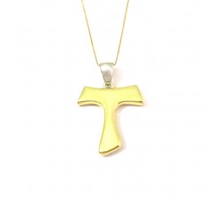 COLLANA CON TAU IN ORO GIALLO E BIANCO 18 KT