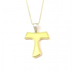 COLLANA CON TAU IN ORO GIALLO E BIANCO 18 KT