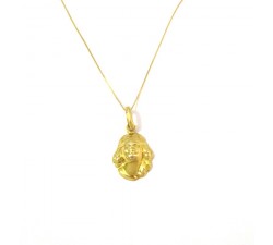 COLLANA CON CIONDOLO PORTAFORTUNA DEA BENDATA IN ORO GIALLO 18 KT