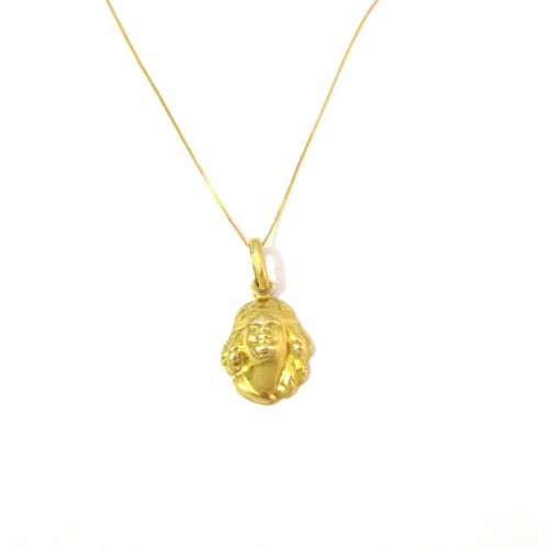 COLLANA PORTAFORTUNA DEA BENDATA IN ORO GIALLO 18 KT