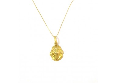 COLLANA CON CIONDOLO PORTAFORTUNA DEA BENDATA IN ORO GIALLO 18 KT