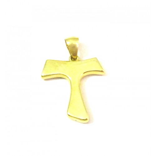 CIONDOLO TAU CROCE IN ORO GIALLO + COLLANA IN OMAGGIO