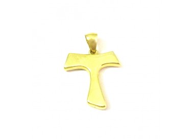 CIONDOLO TAU CROCE IN ORO GIALLO + COLLANA IN OMAGGIO