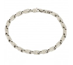 BRACCIALE UOMO CATENA TUBOLARE IN ORO BIANCO 18 KT