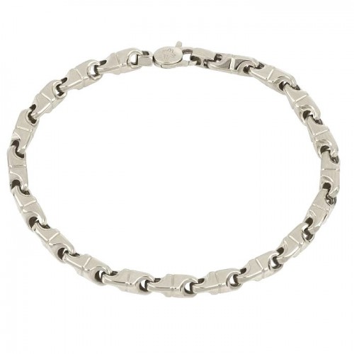 BRACCIALE UOMO CATENA TUBOLARE IN ORO BIANCO 18 KT