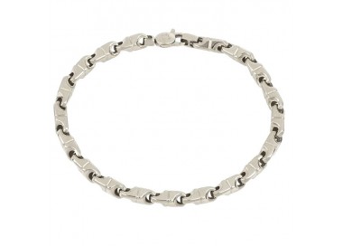 BRACCIALE UOMO CATENA TUBOLARE IN ORO BIANCO 18 KT