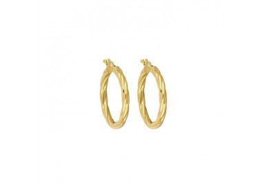ORECCHINI CERCHI TORCHON LUCIDI IN ORO GIALLO 18 KT