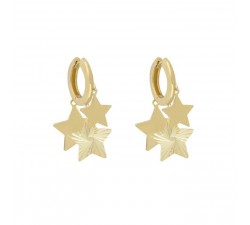 ORECCHINI CERCHI CON STELLE IN ORO GIALLO 18 KT