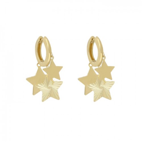 ORECCHINI CERCHI CON STELLE IN ORO GIALLO 18 KT