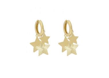 ORECCHINI CERCHI CON STELLE IN ORO GIALLO 18 KT