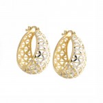 ORECCHINI CERCHI IN ORO GIALLO E BIANCO 18 KT TRAFORATI