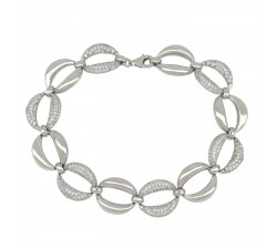 BRACCIALE DONNA CATENA IN ORO BIANCO 18 KT CON ZIRCONI TAGLIO BRILLANTE