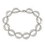 BRACCIALE DONNA CATENA IN ORO BIANCO 18 KT CON ZIRCONI TAGLIO BRILLANTE