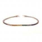 BRACCIALE TENNIS UNISEX IN ORO BIANCO 18KT CON ZIRCONI MULTICOLOR ARCOBALENO