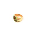 ANELLO DA DONNA IN ORO GIALLO 18 KT CON ZIRCONI E SMALTO VERDE E ROSSO