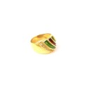 ANELLO DA DONNA IN ORO GIALLO 18 KT CON ZIRCONI E SMALTO VERDE E ROSSO