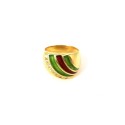 ANELLO DA DONNA IN ORO GIALLO 18 KT CON ZIRCONI E SMALTO VERDE E ROSSO