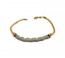 BRACCIALE DA DONNA IN ORO GIALLO E BIANCO 18 KT A RETE CON ZIRCONI INTERNI