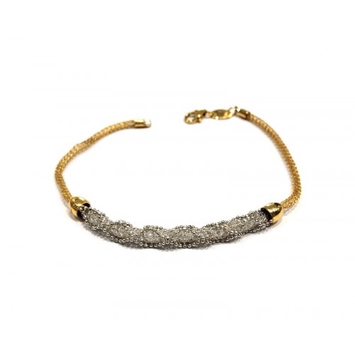 BRACCIALE DA DONNA IN ORO GIALLO E BIANCO 18 KT A RETE CON ZIRCONI INTERNI