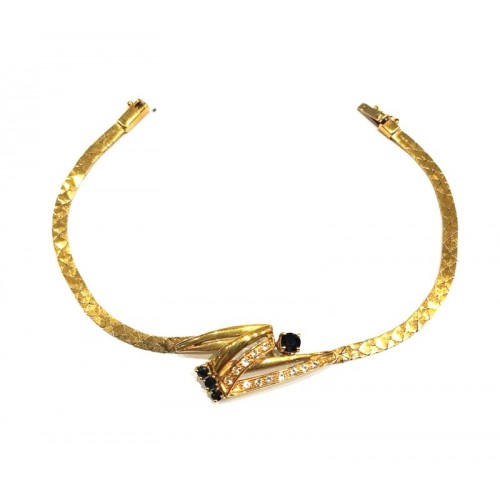 BRACCIALE DONNA IN ORO GIALLO 18 KT CON ZIRCONI E ZAFFIRI