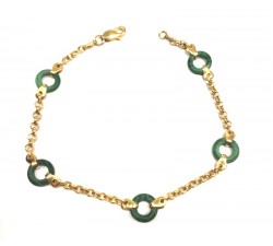 Bracciale da donna in oro giallo 18 kt con pietra verde