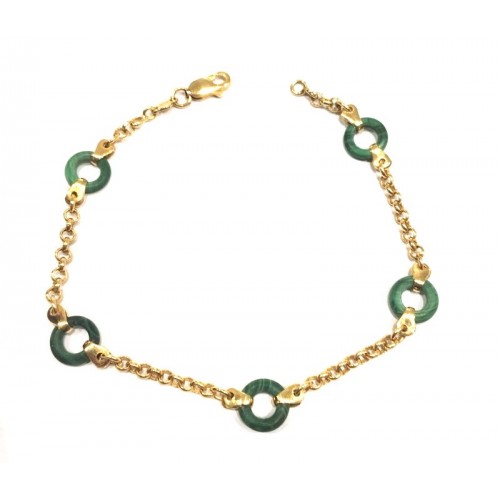 Bracciale da donna in oro giallo 18 kt con pietra verde