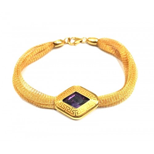 Bracciale da donna in oro giallo 18 kt con ametista