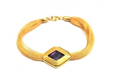 Bracciale da donna in oro giallo 18 kt con ametista