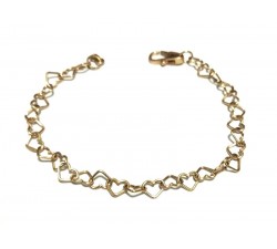 BRACCIALE DONNA CATENA DI CUORI CUORE ORO GIALLO 18 KT