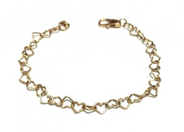 BRACCIALE DONNA CATENA DI CUORI CUORE ORO GIALLO 18 KT