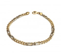 BRACCIALE UOMO CATENA PERNICE GIALLO E BIANCO 18 KT