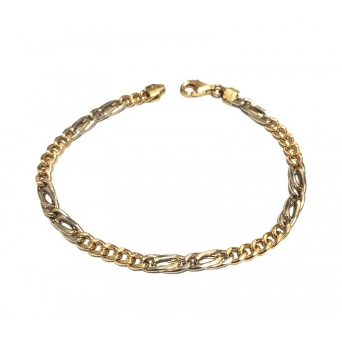 BRACCIALE UOMO CATENA PERNICE GIALLO E BIANCO 18 KT