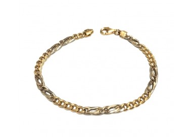 BRACCIALE UOMO CATENA PERNICE GIALLO E BIANCO 18 KT