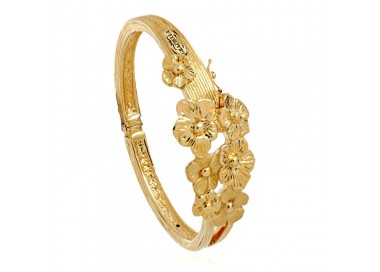 BRACCIALE RIGIDO DA DONNA IN ORO GIALLO 18 KT CON FIORI