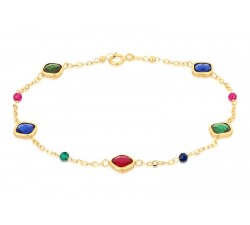 BRACCIALE DA DONNA IN ORO GIALLO 18 KT CON ZIRCONI MULTICOLOR