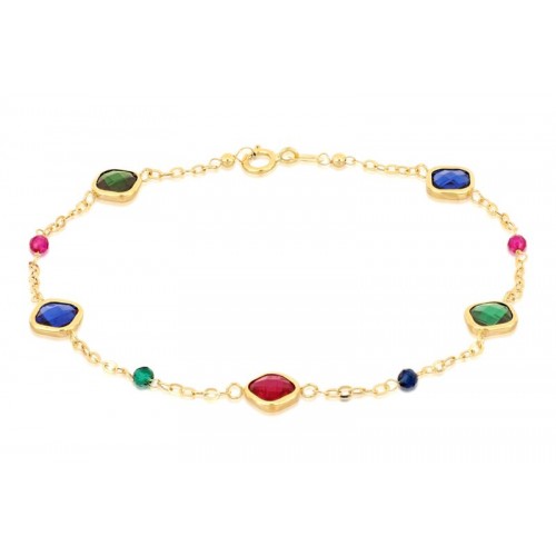 BRACCIALE DA DONNA IN ORO GIALLO 18 KT CON ZIRCONI MULTICOLOR